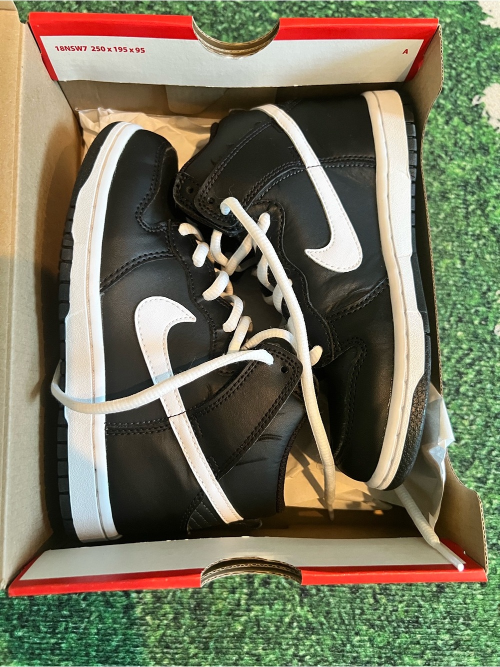 Boys Nike Dunk High Black and White Kids Sneakers - Size 1Y